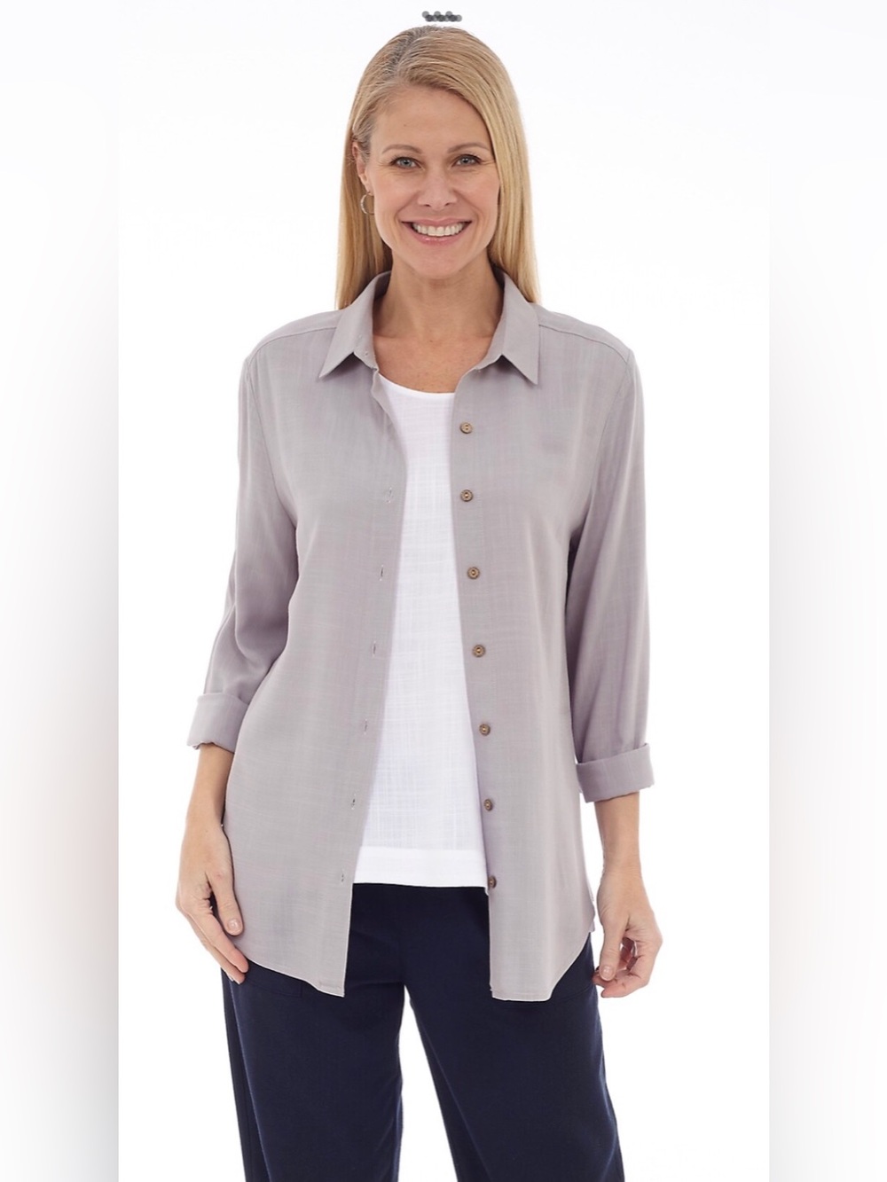 DKR Apparel Button Up Shirt with Back Pleat Detail